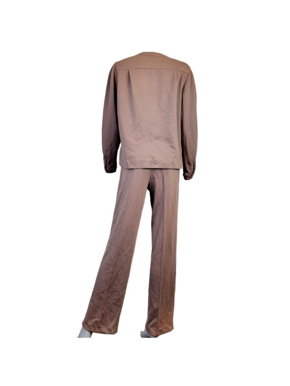 Vintage 70s Suit Women Large 14 Brown Jacket High Rise Straight Pants Retro Work - Picture 3 of 16
